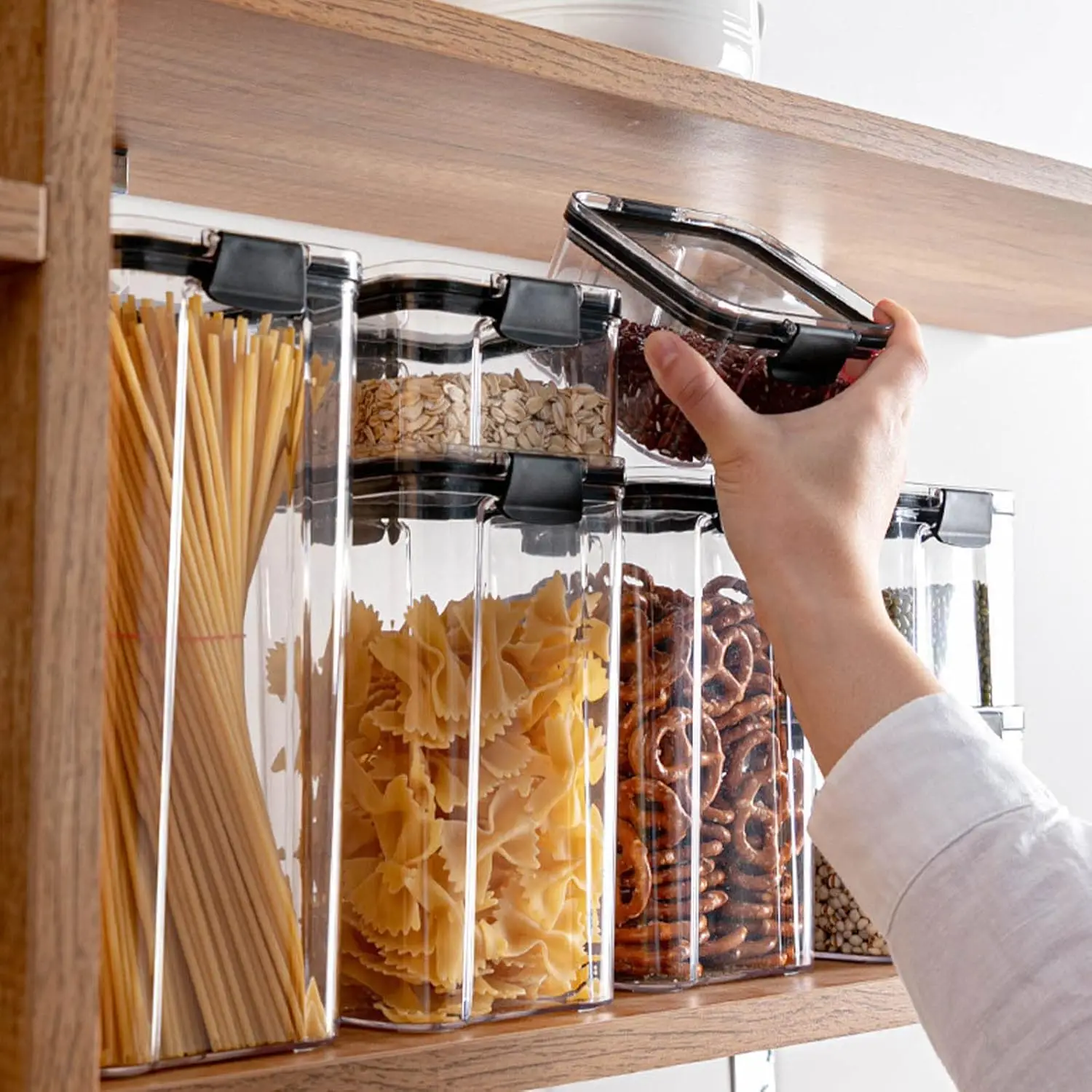 Airtight Food Container with-BPA Free Clear Plastic Kitchen and Pantry Organization Canisters with for Cereal, Dry Food Fl