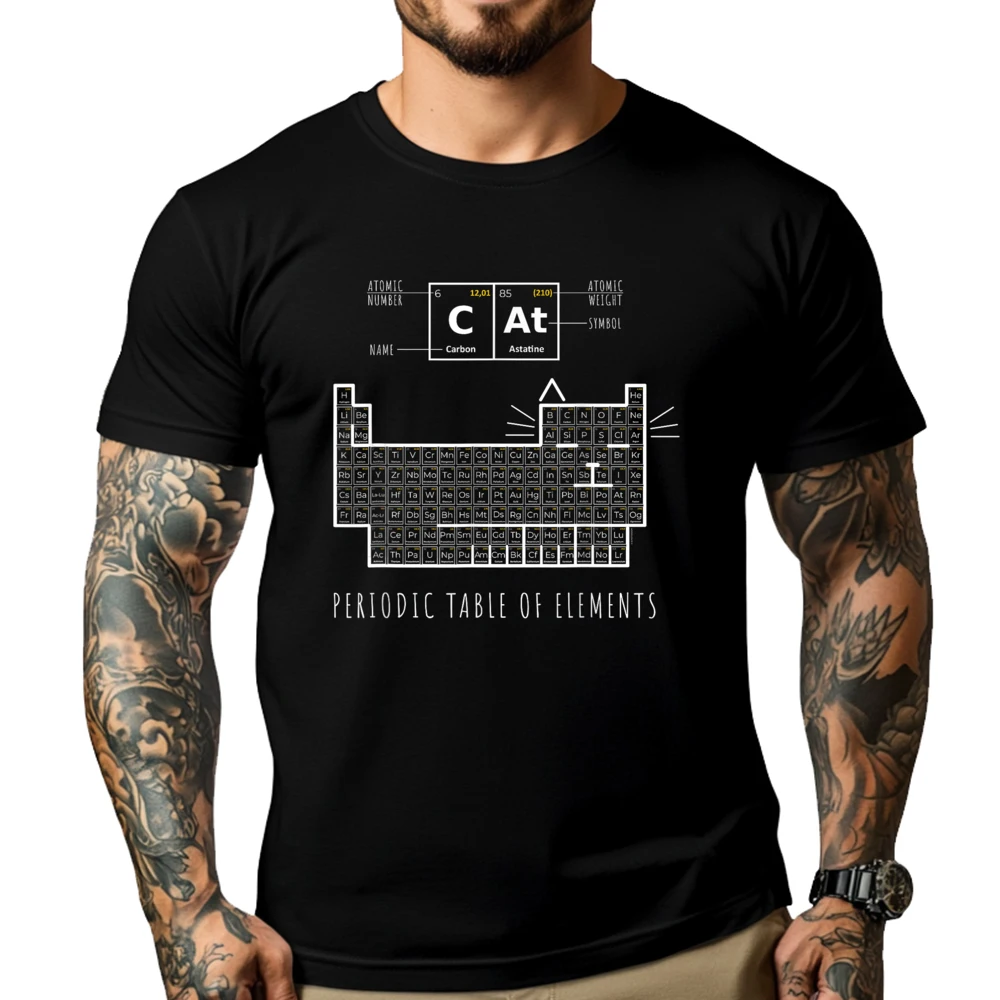 The Chemistry Cat Periodic Table Summer Cotton O-Neck Tees Short Sleeve Outdoor Tshirts Loose Design Tshirts  The Chemistry Cat Periodic Table Of Elements