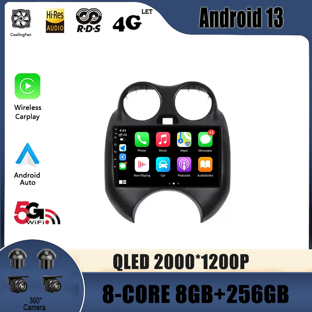 

Car Radio Multimedia Video GPS For Nissan mars K13 2010 - 2013 Android 13 Navigation No 2 Din DVD Player