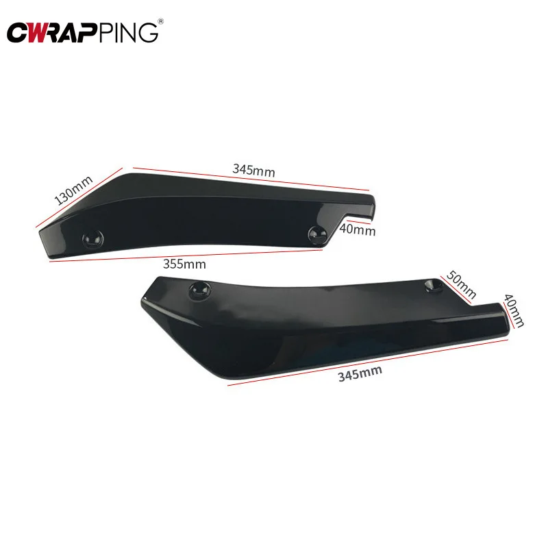 Bumper Lip bumper lip 2pcs Universal Car Rear Bumper Lip Diffuser Splitter Spoiler Scratch Protector Black Carbon Fiber Rear Lip Wrap Angle Splitters