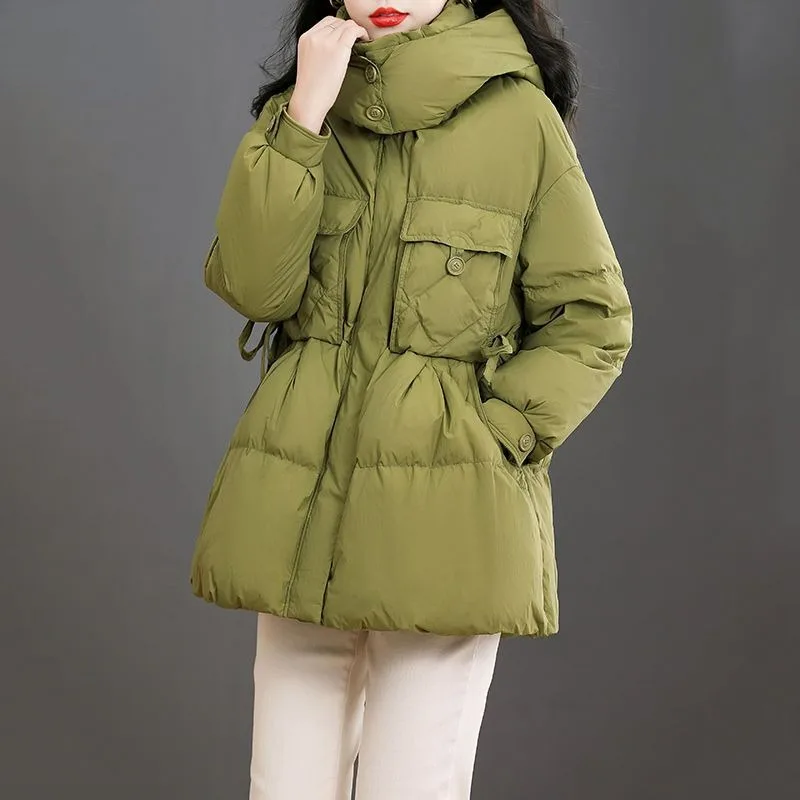 2023 New Women Down Jacket Winter Coat Female Short Parkas Loose Thick Warm Outwear Hooded Leisure Time Versatile Overcoat