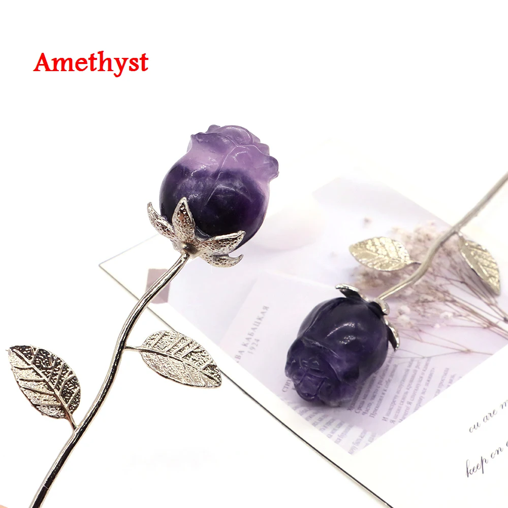 Rosenblüten-Naturstein-Kristall Reiki-Heilung Amethyst Quarz Edelstein-Handwerk Party Heim-Dekoration Valentinstag Hochzeitsgeschenke – Detail 4