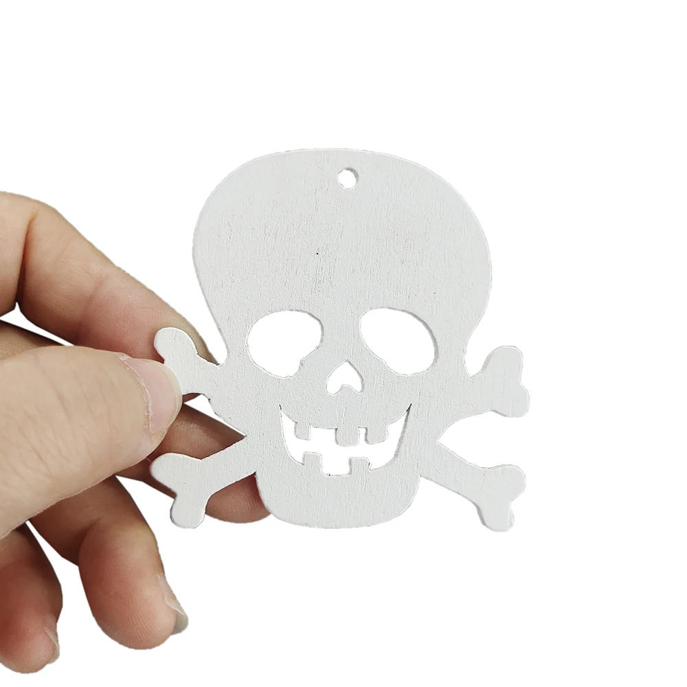 10 Stück Halloween-Dekoration Holzornamente Kürbis Geist Fledermaus Holzchips Happy Halloween Party Heim DIY Bastelgeschenk – Detail 8