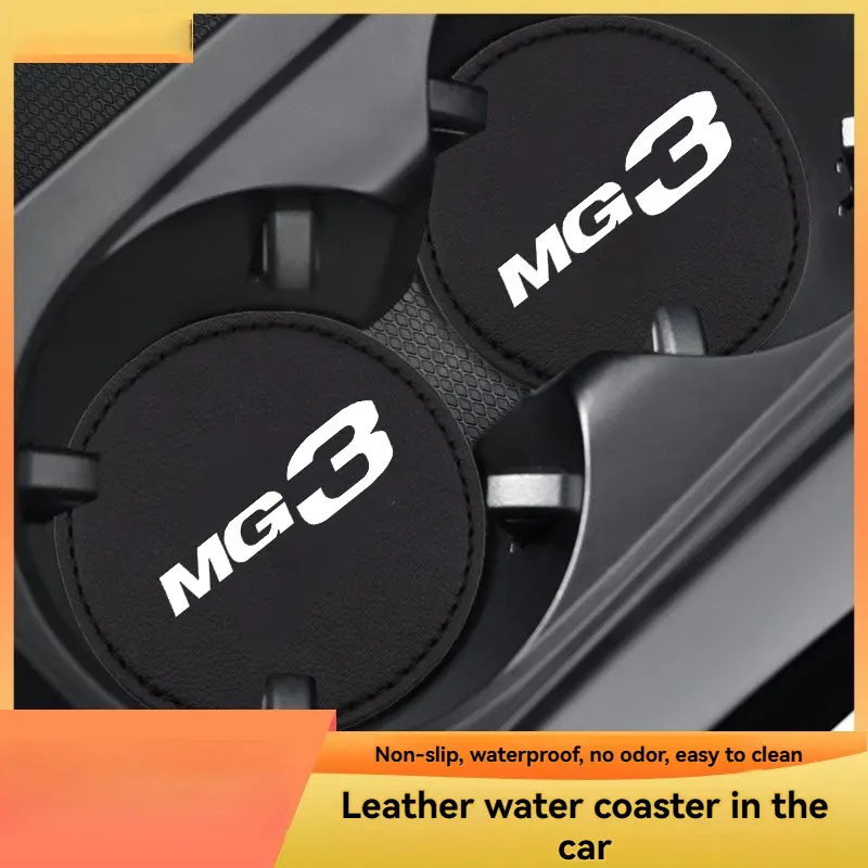 2Pcs Car Coaster Mats Water Cup Bottle Anti-slip Pads Mat Waterproof with For MG 3 Car Accessories