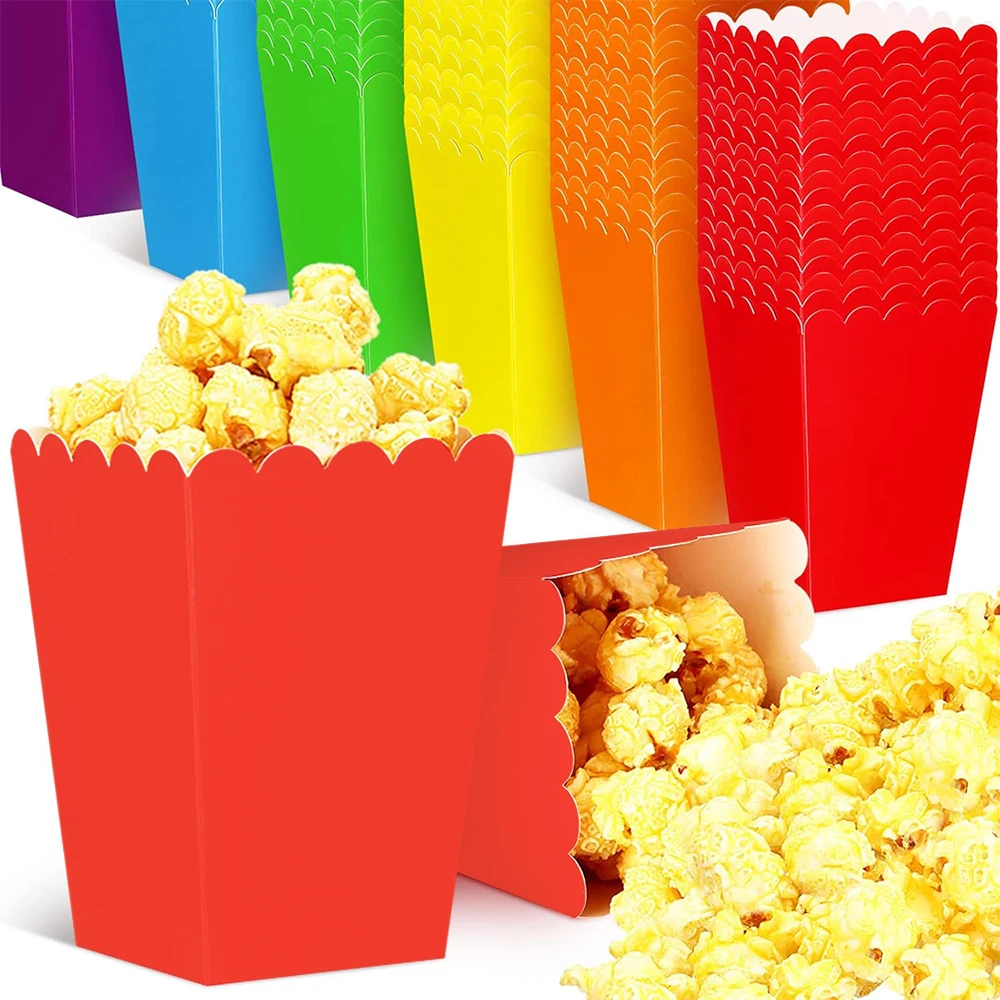 8/16/24 Stück Papier-Popcorn-Box in verschiedenen Farben, Schwarz, Weiß, Blau, Gelb, Süßigkeiten-Snack-Box für Geburtstag, Hochzeit, Weihnachten, Party-Dekoration