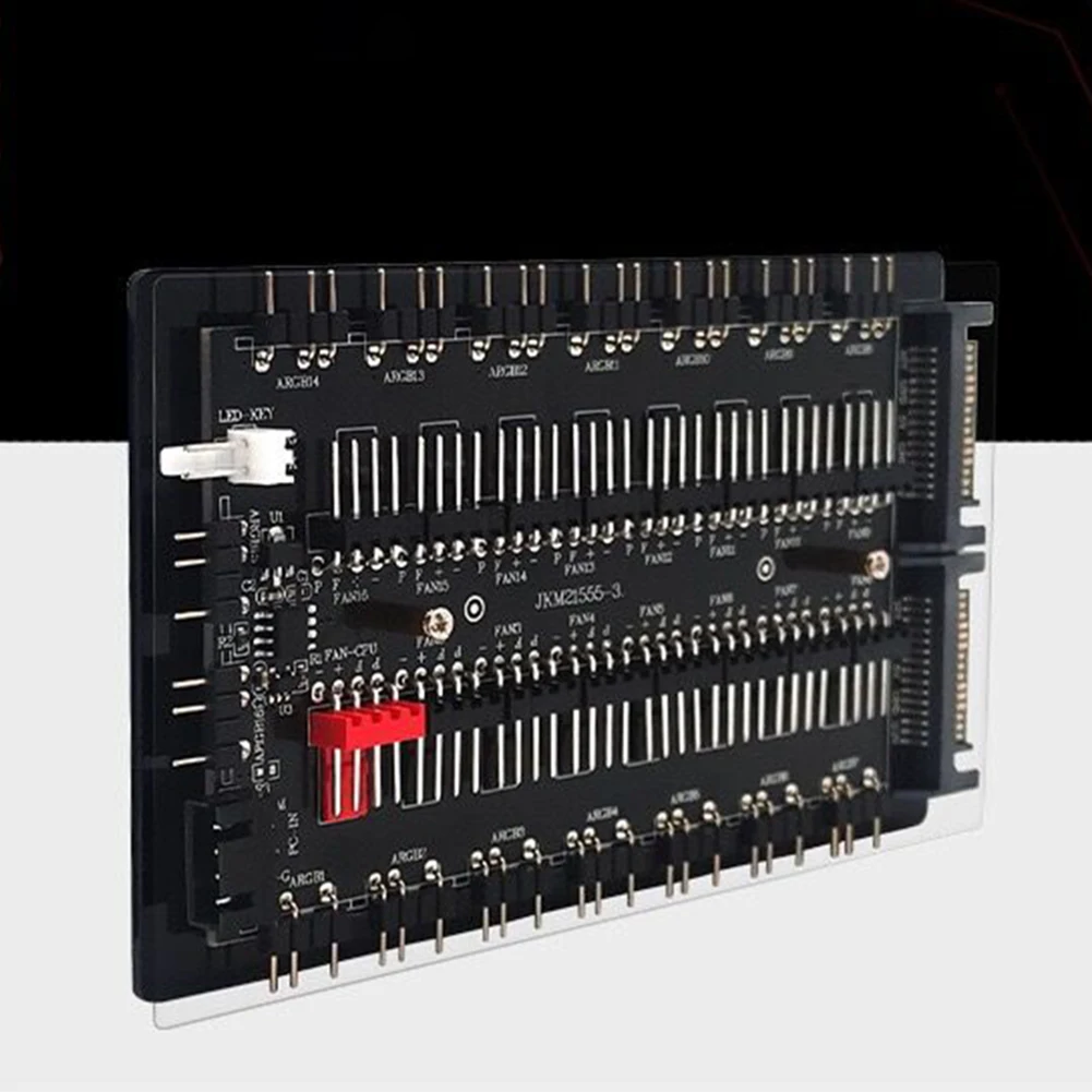 4Pin PWM & 5V 3Pin ARGB Case Fan Hub Adapter SATA Power 10/16 Hub ARGB&PWM HUB 2-in-1 Expansion Box Fan Controller Hub Splitter