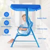 Swing w/Safety Belt, 2 Seats Outdoor Lounge   w/Removable Canopy, for Backyard Lawn, Patio Swings 5