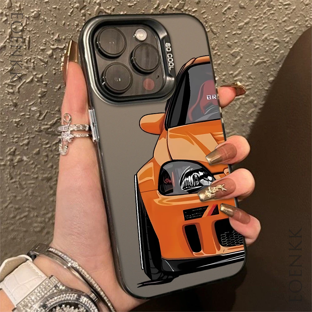 Stylish Car Print Anti-Drop Silver Phone Case