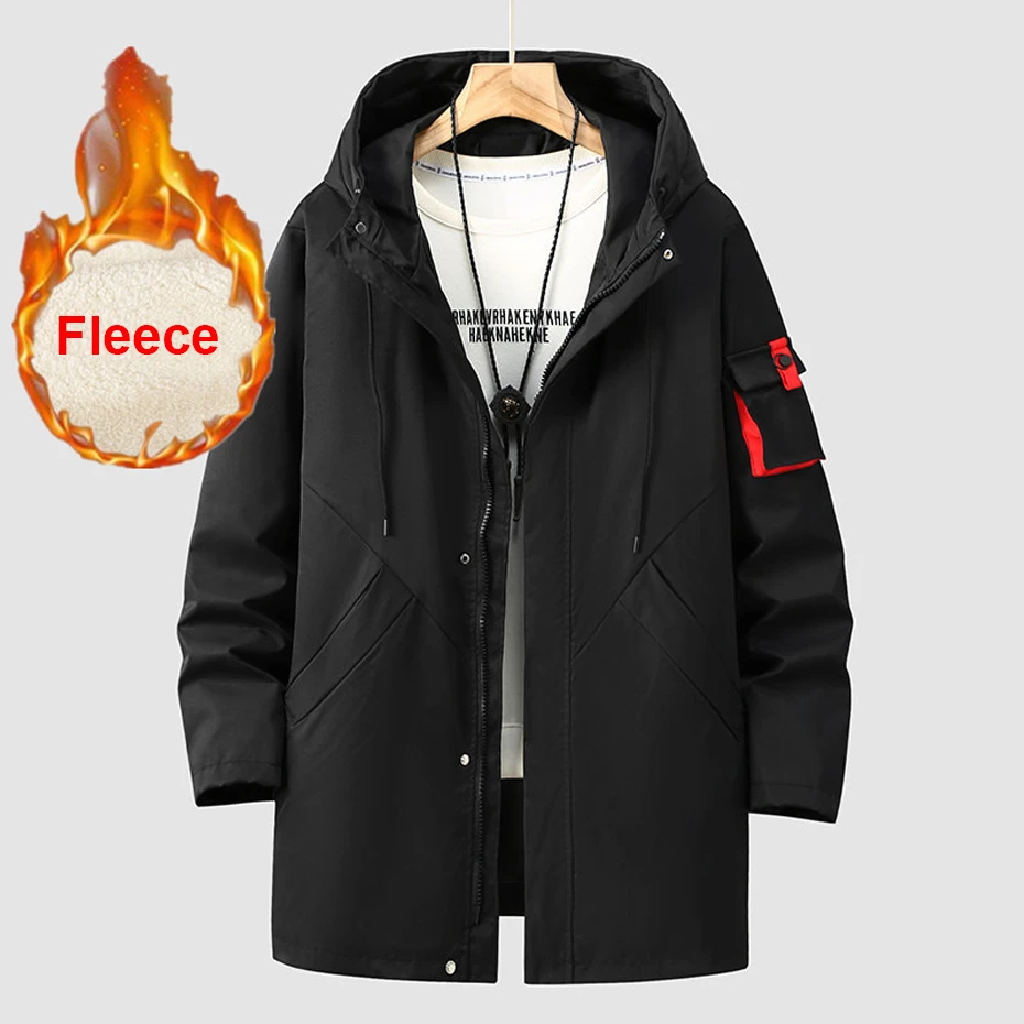 13XL 12XL Plus Size Jacket Men Long Jacket Coat Autumn Winter Thick Fleece Jackets Male Fashion Casual Windbreaker Coats 3