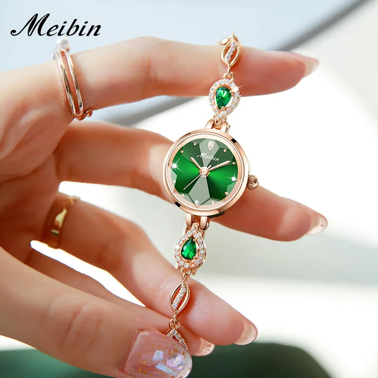 MEIBIN Diamond Luxury Women Watches Top Brand Women Bracelet Quartz Watches For Ladies Wrist Watches Rhinestone Elegant Female