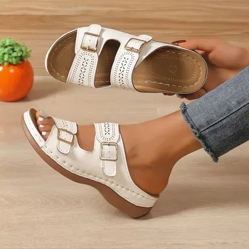 Fashion Women Wedge Slippers Premium Orthopedic Open Toe Shoes for Women Anti-slip Platform Retro Slippers Female