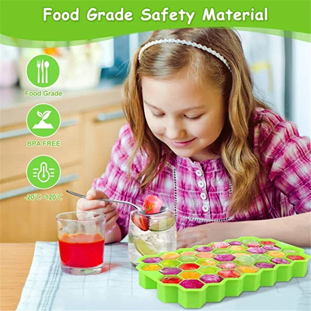 Description Picture 5 of itemSilicone Honeycomb Shape Ice Cube Tray Silicone Ice Cube Maker Mold With Lids For Ice Cream Party Whiskey Cocktail Cold Drink