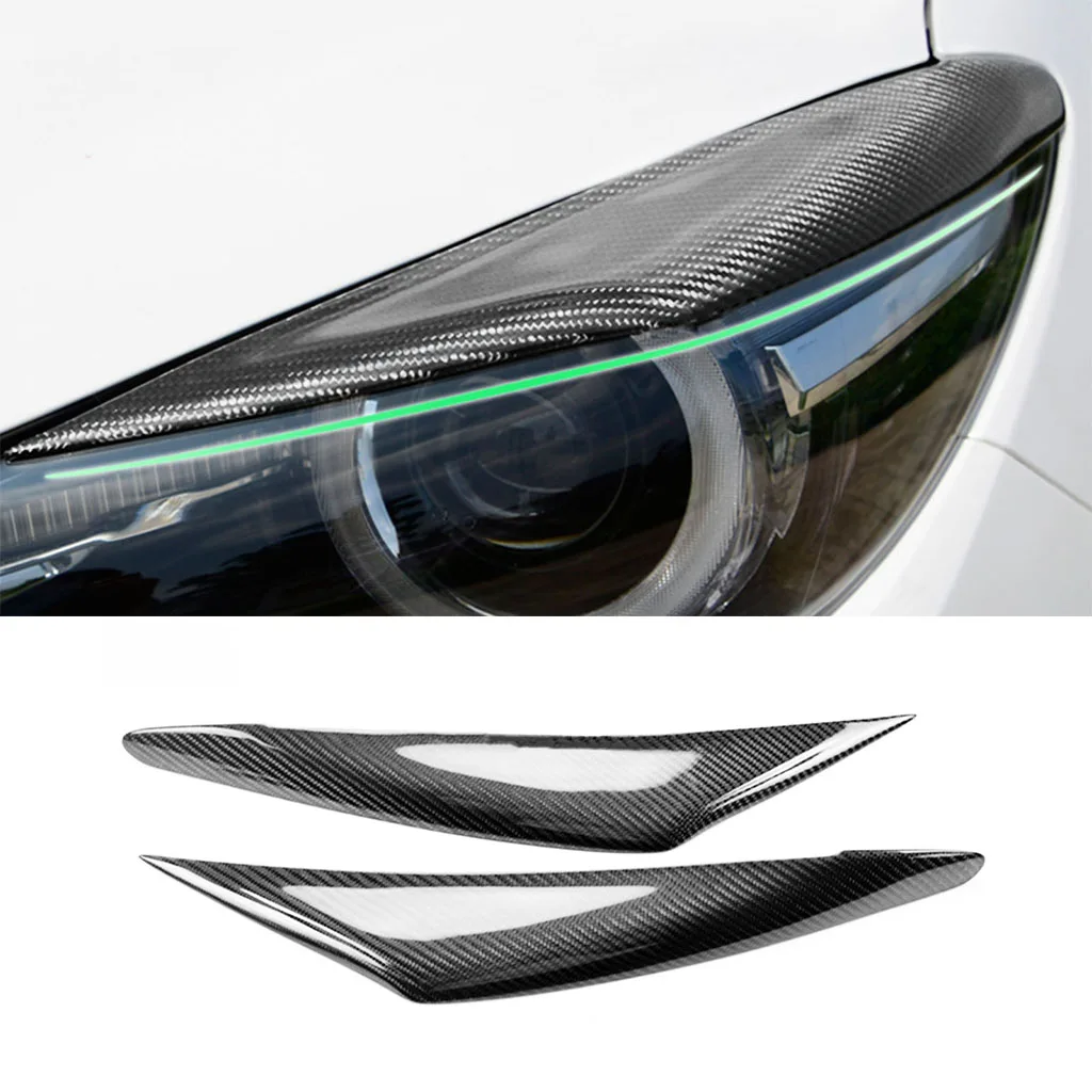 

2 Pcs Carbon Fiber Headlights Eyebrow Eyelids Trim Cover For Mazda 3 Axela 2017 2018 2019 Car Stickers Eyelids Trim Cover