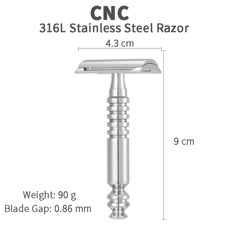 316L Stainless Steel Double Edge Safety Razor Men Shaving Luxurious Classic for Superb Mens Shaving Razors Barber 3