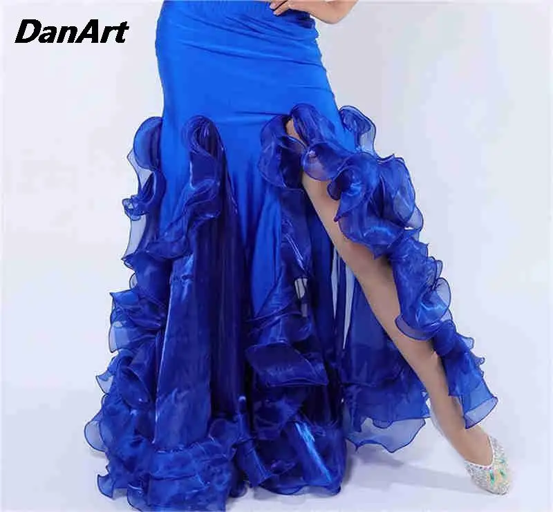 2024 New Belly Dance Skirt Split Performance Dress Curled Swing Skirt Indian Dance Stage Costumes Women Practice Outfit Clothes