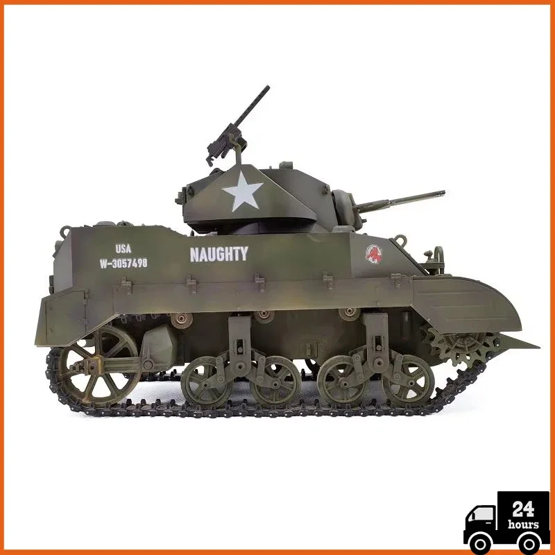 COOLBANK RC Tank 1/16 Scale 2.4ghz U.S. M5A1 Stuart Light Tank Model, Remote Control Tanks with Sound and Light  for Boys Adults 4