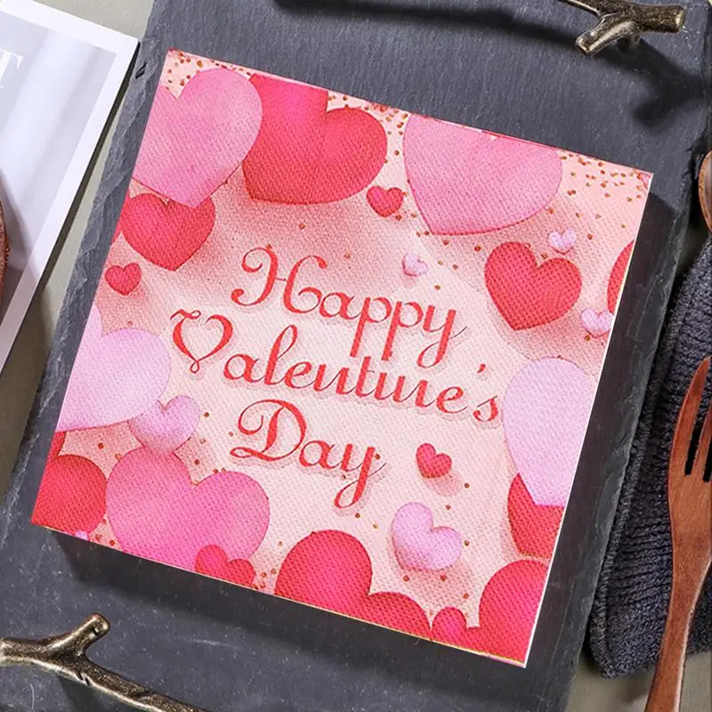 Valentines Day Paper Napkins Dinner Hand Towels Love Napkins 20-Count Heart Holiday Paper Valentines Day