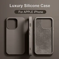 Luxury Shockproof Case For Apple iPhone 11 12 13 14 15 16 Pro Max Plus Liquid Silicone Cases Bumper Soft Cover Phone Accessories