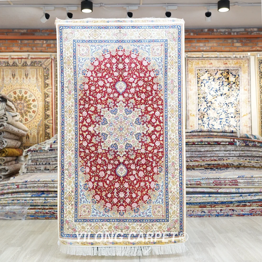 Yilong 3'x5' Luxury Oriental Silk Rug Hand Knotted Persian Area Carpets