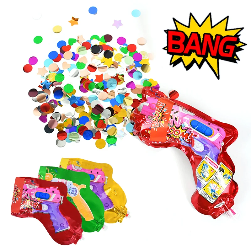 5/10pcs Confetti Popper Boom Gun Inflatable Balloon For Kids Birthday