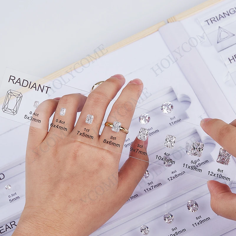 Jewelry Tool Template CustomComparison Chart CZ 5A Selectable Diamond Carat Dealer Tools Kit Set Reference for Ring Measurement
