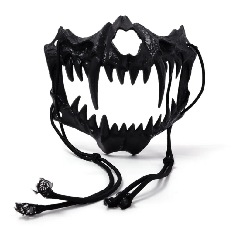 Halloween Cosplay Mask Adjustable Strap Tiger Devil Human Skeleton Thrilling Masks Halloween Paintable Plastic Facepiece Props