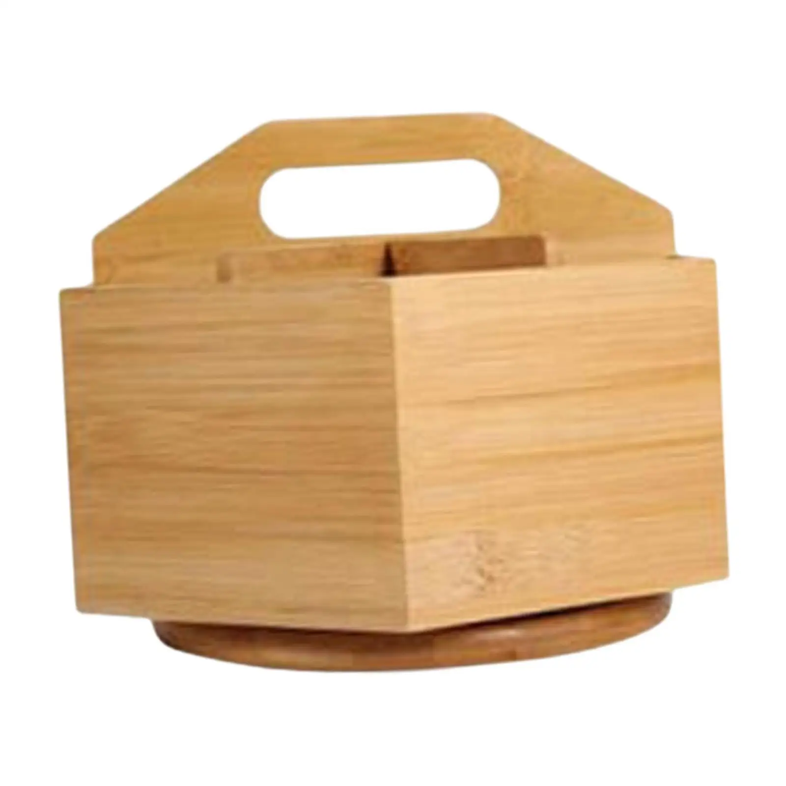 Desktop Organizer Rotatable Wood Multifunctional Art Supply Organizer Desk Storage Caddy for Classroom School Home Office Rulers 4