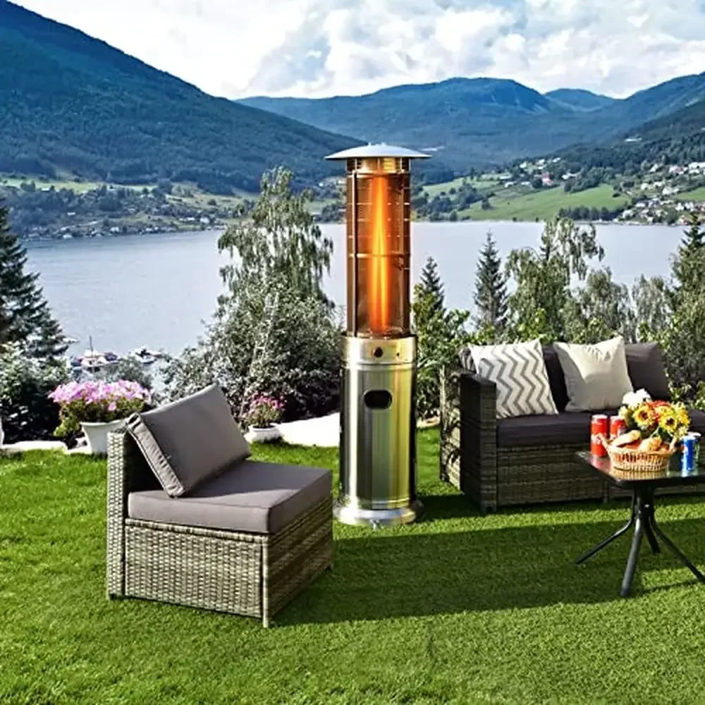 Outdoor Patio Heater 40,000 BTU Stainless Steel Gas Heater Quartz Tube CSA Protection Effortless Mobility & Fast Heating