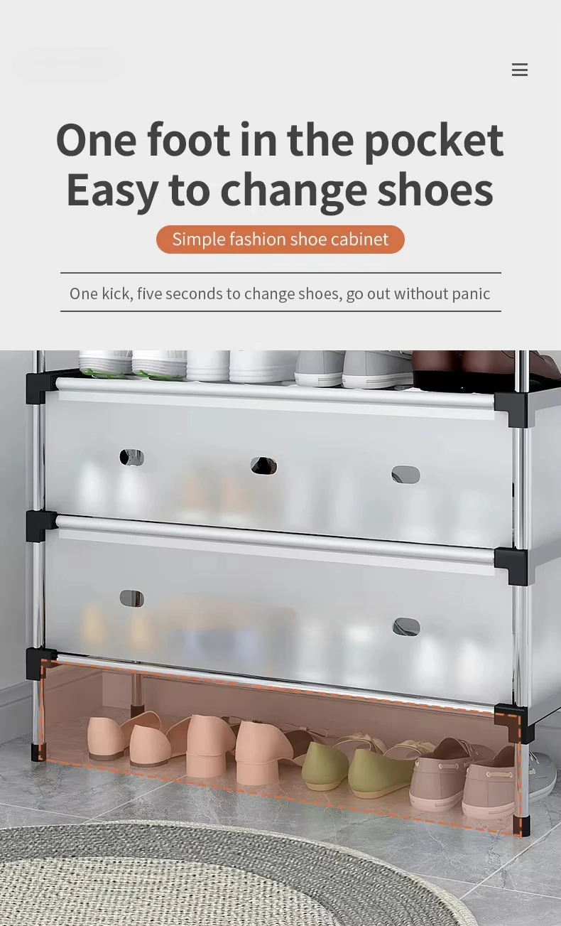 Dustproof Shoes Rack Shoes Shelf Diy Assemble Space-Saving Shoe Cabinet - 6 Layer