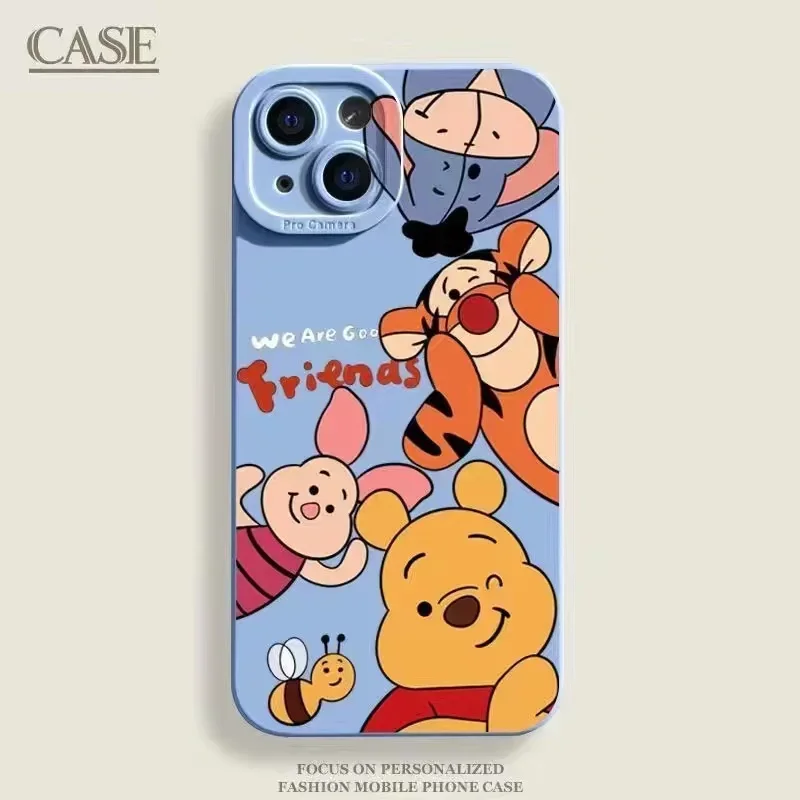thumbnail image 1 of Disney Winnie the Pooh Liquid Silicone Phone Case For iPhone 15 14 11 13 12 Pro Max X XR XS 7 8 Plus SE2 Protection Back Cover, 1 of 5