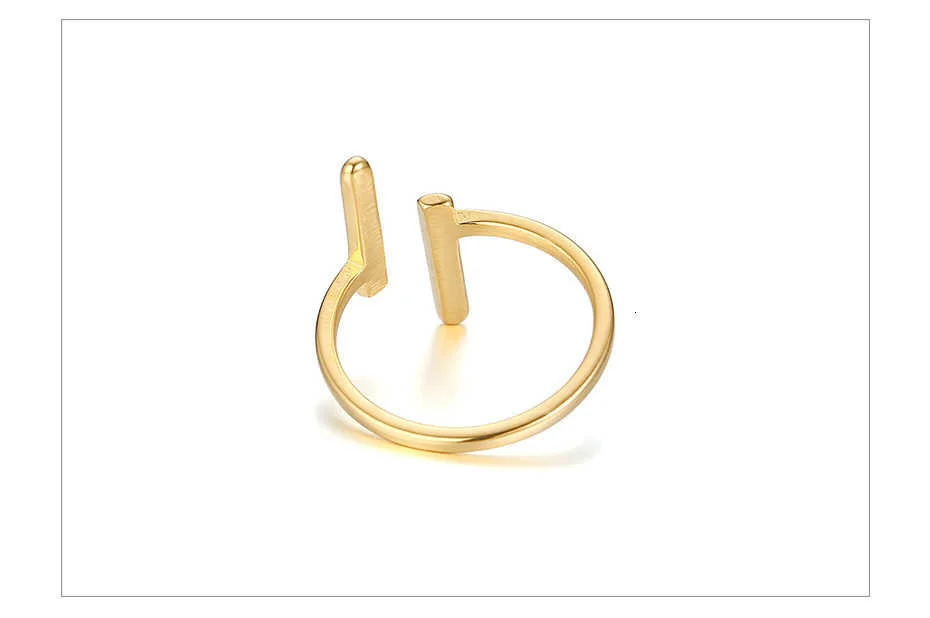 Vnox Minimalistischen Doppel T Brief Ringe für Frauen Partei Schmuck Gold Farbe Edelstahl anillo Geschenke für Mädchen Weibliche Dame – Detail 7