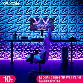 10pcs Esports games Creative Diamond Gold Mosaic 3D Wallpanel Living Room Background Modern Three-dimensional wall sticker Decor