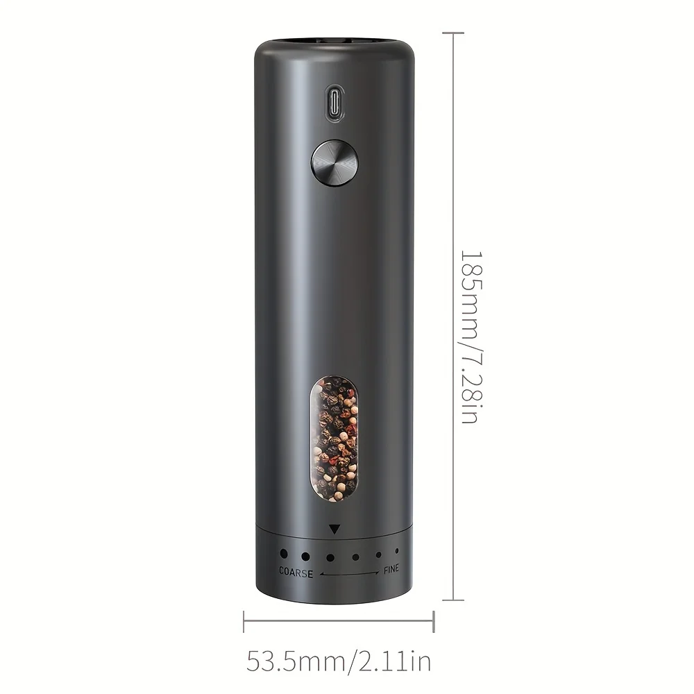 USB Rechargeable Electric Pepper Grinder-ABS Body, Adjustable Coarseness, One-Button Operation Ideal Kitchen Essential