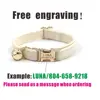 Personalized Cat Collar with Bell, Customized Nameplate, ID Metal Buckle, Adjustable Cream White Velvet Cat Collars with Bell 4