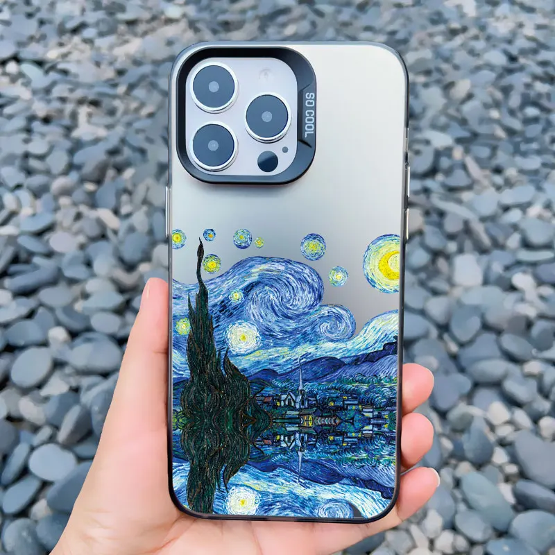 Für iPhone 17 16 15 14 Plus 15 14 11 12 13 Pro Max Mini Handyhüllen Kunst Van Gogh Ölgemälde Stoßfeste Laser-Rückabdeckungen – Detail 2