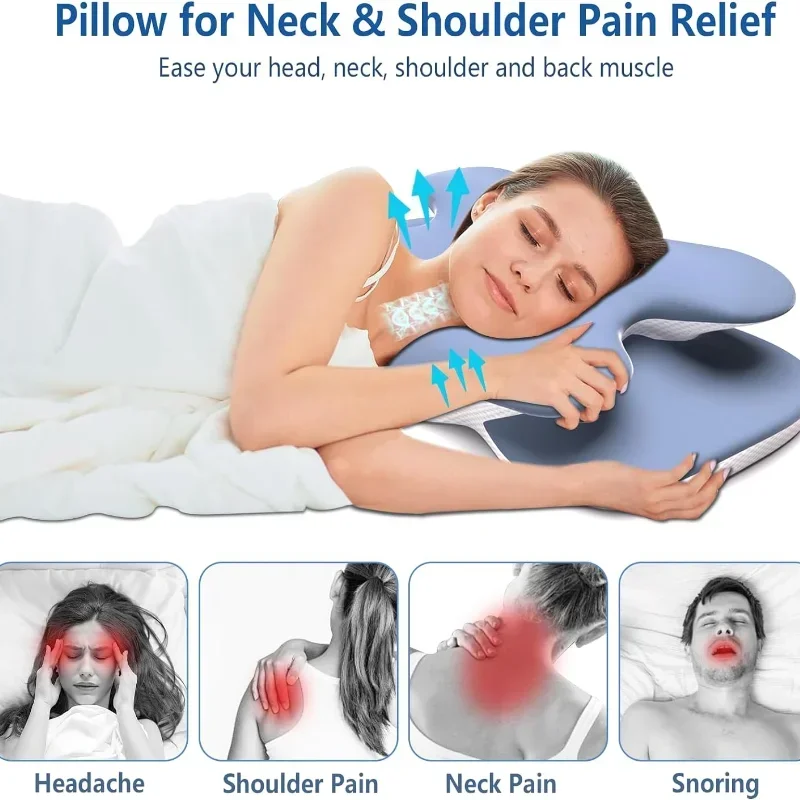 Cuscino Cervicale Ortopedico In Memory Foam Con Federa Rinfrescante, Regolabile Per Dormire Su Schiena, Fianco E Pancia, Allevia Il Dolore Al Collo