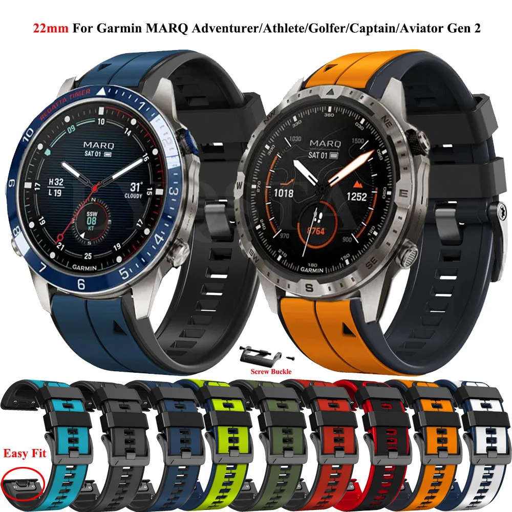 Cinturino In Silicone Quickfit 22/26Mm Per Garmin Marq Atleta (Gen 2) Adventurer Golfer Captain Aviator Epix Gen 2 Fenix 7 Pro Bracciale