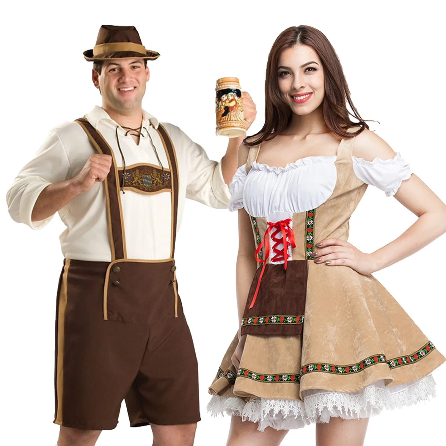 

Woman Oktoberfest Costume Traditional Couple German Bavarian Beer Outfit Cosplay Halloween Carnival Festival Party Clothes