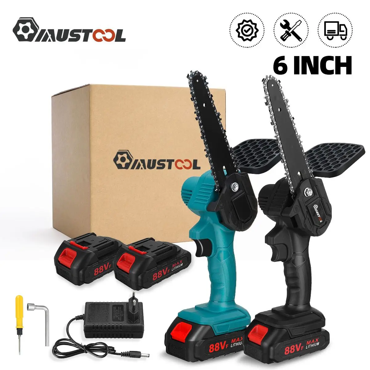 6 Inch Cordless Electric Chain Saw Mini Handheld Pruning Saw Wood Cutters Garden Power Tools For Makita 18V Battery By MUSTOOL