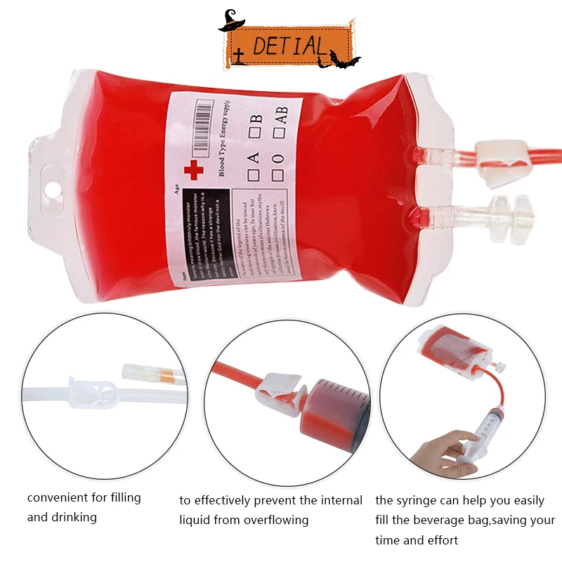 400ml Halloween PVC Blut beutel Vampir Bluts aft Trink beutel Beutel Horror Requisiten Halloween Party Dekoration Cosplay Lieferungen – Detail 7