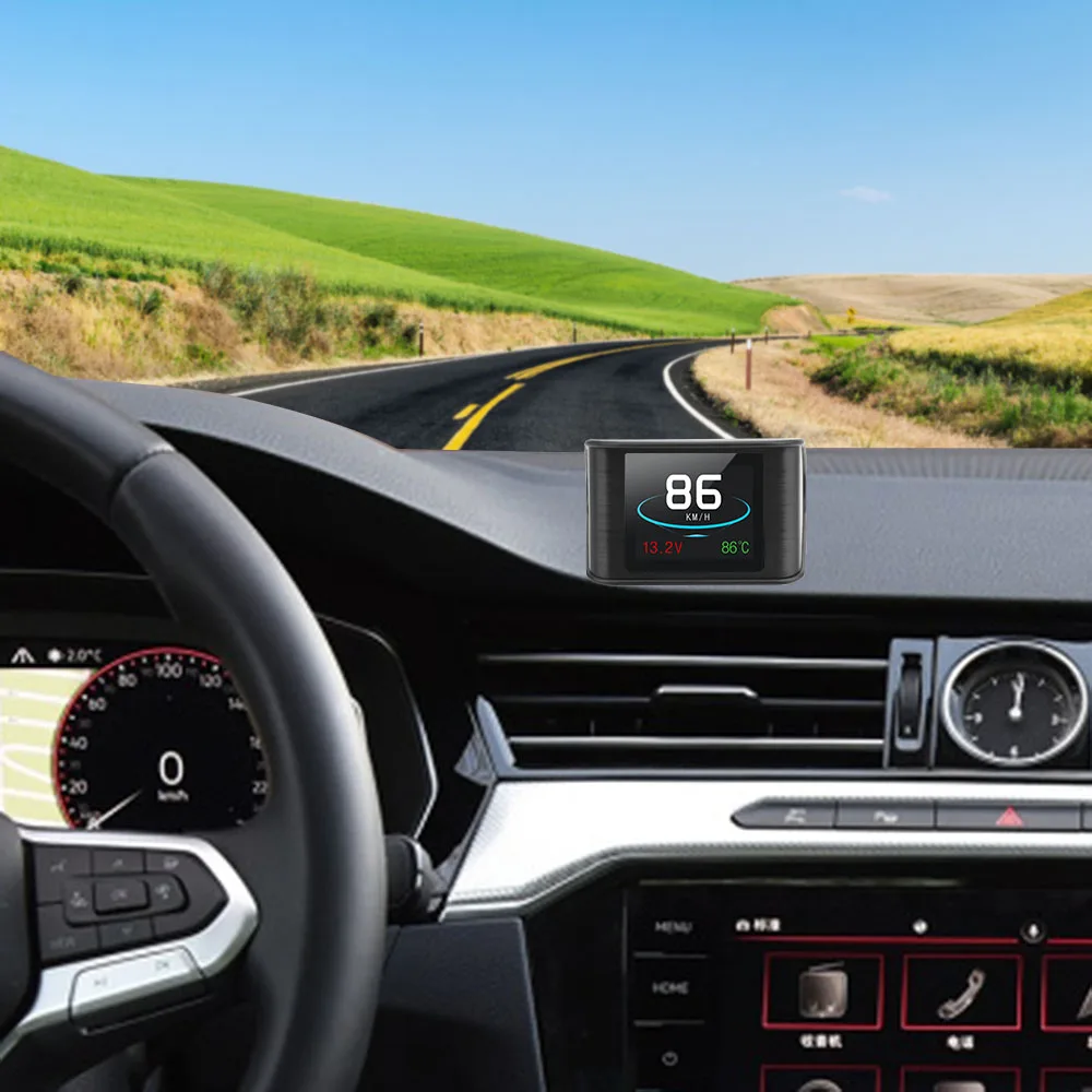 진단 도구 OBD 스마트 디지털 미터 HUD P10 헤드업 디스플레이 다기능 자동차 속도계 온도 RPM 마일리지 게이지