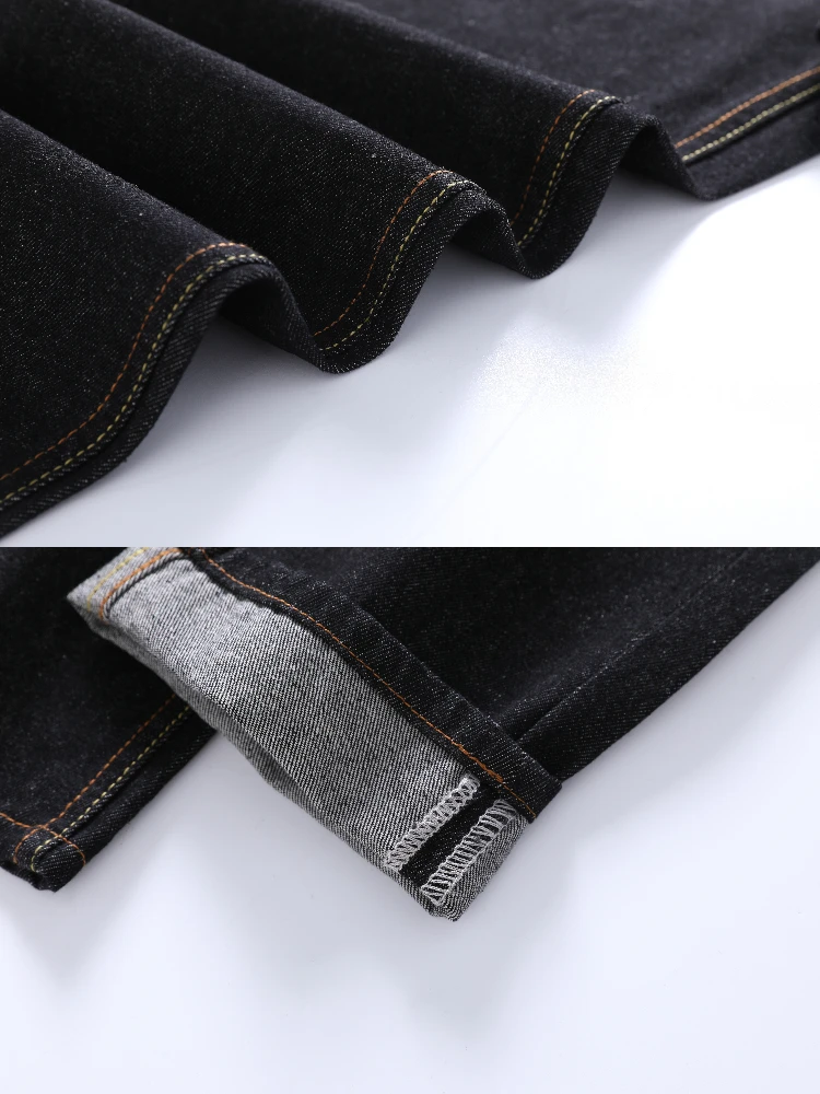 EH · MD Japanese Gold Thread M Embroidered Jeans Men Loose Straight Hip Hop Popular Slim Fit Black Denim Pants Red Ear Cotton 24