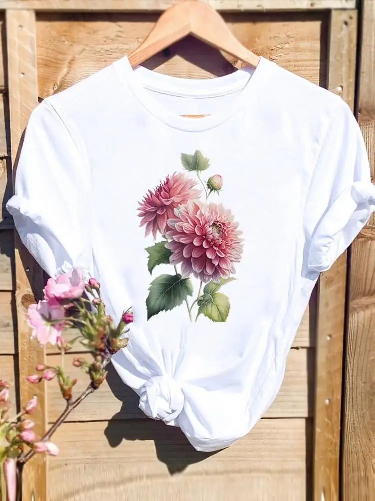 

Cartoon Shirt Graphic Women Clothing Short Sleeve Tee Watercolor Style Trend 90s Sweet Fashion Female Print T Top T-shirts
