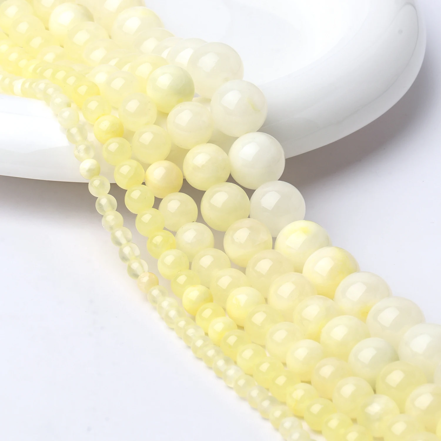 

High-Quality A+ Round Yellow Jade Stone Beads Loose Spacer Beads Jewelry Making DIY Bracelet Necklace Accessory Wholesale 4-11mm
