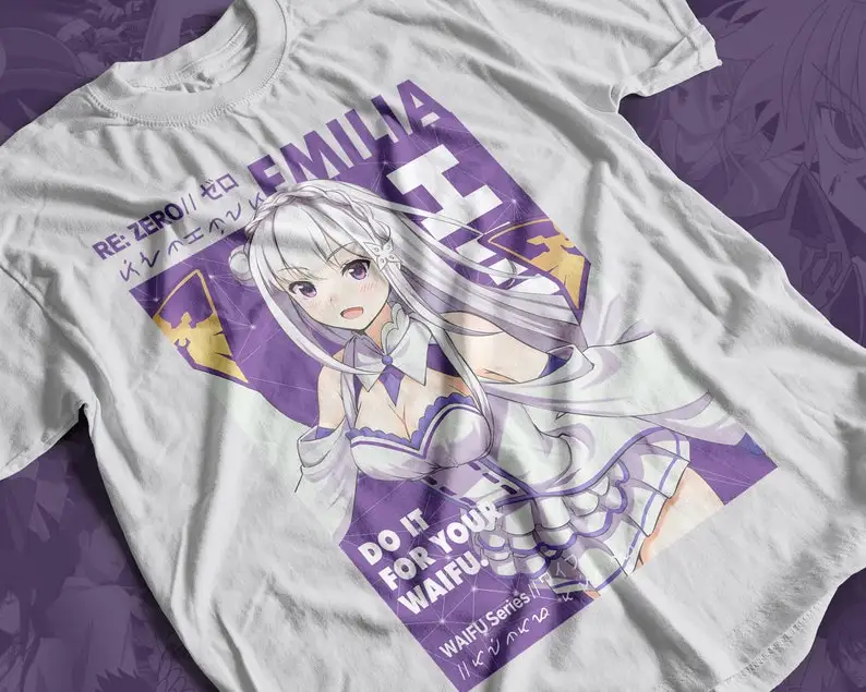 Emilia Anime T-shirt Unisex  Manga  Lovers Shirt, Graphic Anime Tee