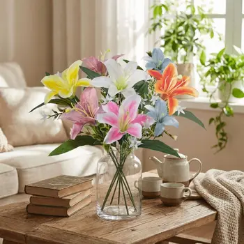 Bouquet da Sposa in Plastica, Ramo di Fiori Artificiali Fatti a Mano, Bouquet da Matrimonio Real Touch, Fiori Simulati per Decorazioni Nuziali Fai-da-Te