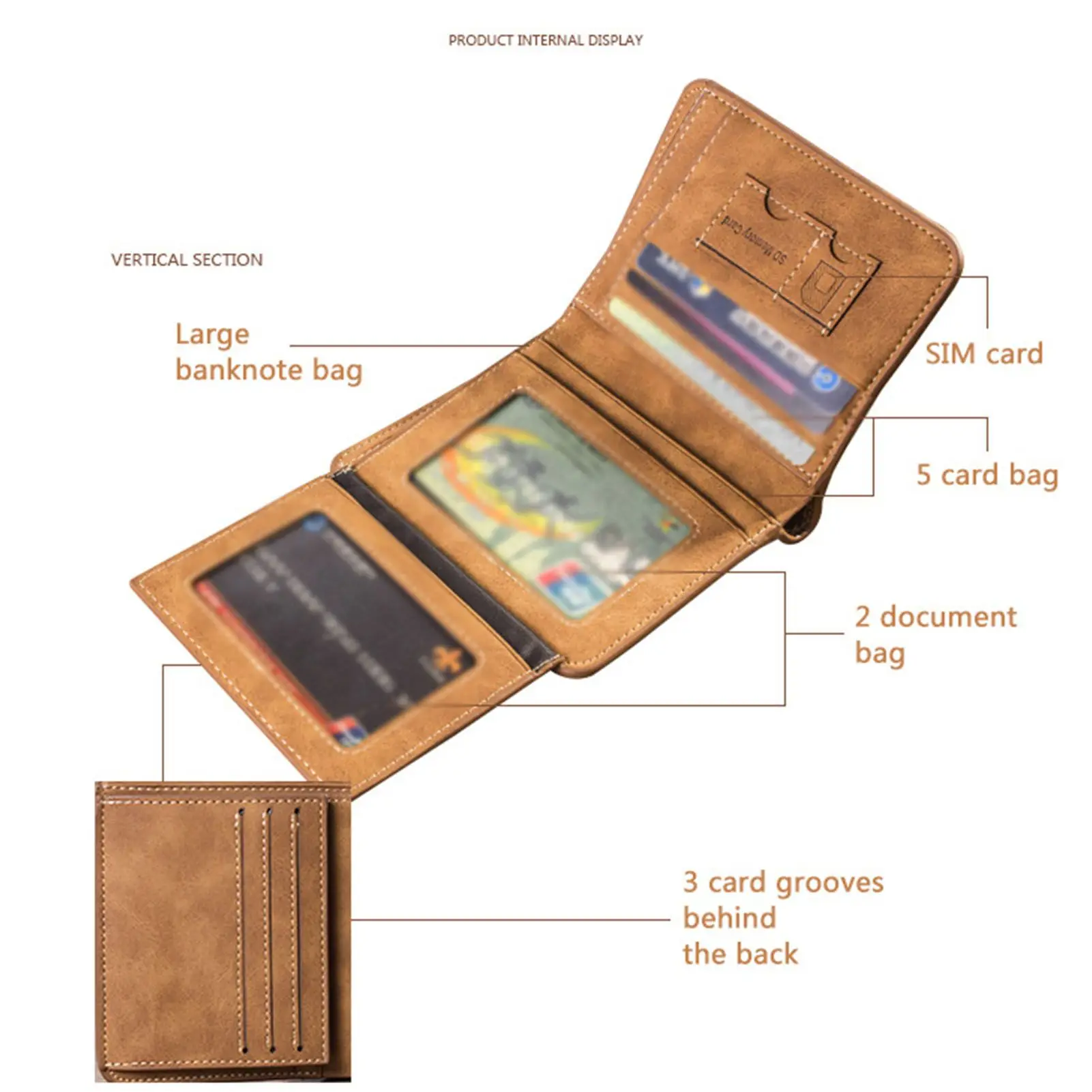 Men's Vintage Leather Wallet Card Holder Fine Workmanship Men Clutch Wallet Bag for Outdoor Traveling Shopping