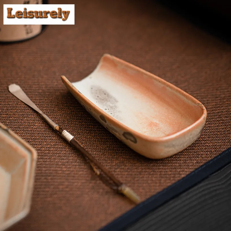 Zhiye Roasting Ceramic Dustpan Tea Scoop Creative Tea Leaf Holder Chahe Shovel Appreciation Ladle Teaset Accessories Ornaments