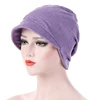 Fashion Hat Women Solid Casual Plait India Hat Muslim Ruffle Cancer Chemo Hat Short Brim Scarf Turban Head Wrap Cap 4