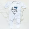 The Prince Has Arrived Print Baby Babygrow Sleepsuit Vest Bodysuit Newborn Boys Coming Home Hospital Clothes Infant Shower Gift 4